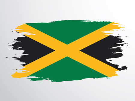 Brush vector flag of Jamaica. Jamaica vector flag.のイラスト素材