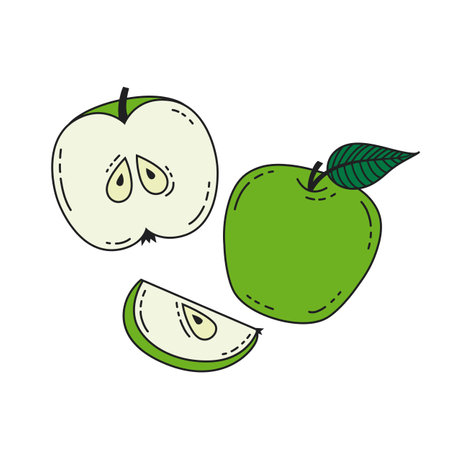 Drawing of apples on a white backgroundのイラスト素材