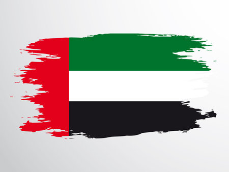 Flag of the United Arab Emirates hand drawn in brushのイラスト素材