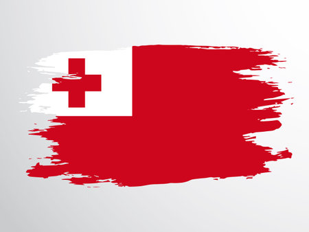 Flag of Tonga hand drawn with a brushのイラスト素材