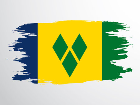 Flag of Saint Vincent and the Grenadines painted with a brush. Saint Vincent and the Grenadines vector flagのイラスト素材