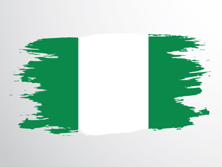 Flag of Nigeria painted with a brush.のイラスト素材