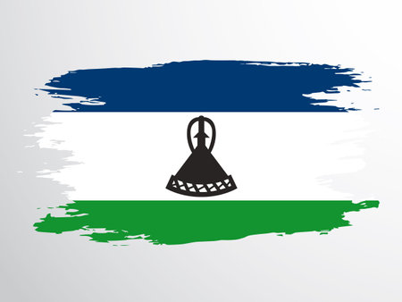 Flag of Lesotho painted with a brushのイラスト素材