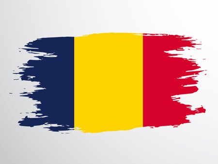 Vector flag of the Republic of Chad drawn with a brushのイラスト素材