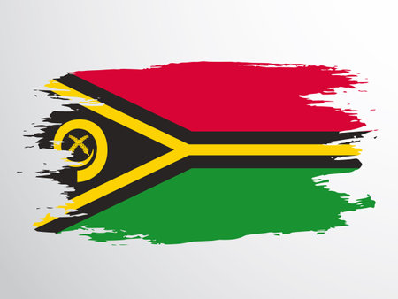 Flag of the Republic of Vanuatu drawn with a brushのイラスト素材