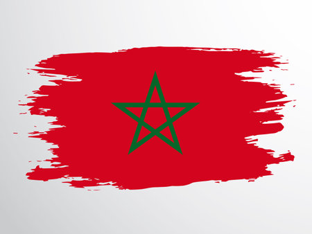 Flag of Morocco painted with a brushのイラスト素材