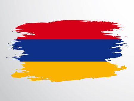 Flag of Armenia painted with a brush.のイラスト素材