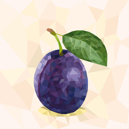 Vector pattern of plums with polygons.のイラスト素材
