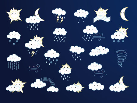 Icons with weather conditionsのイラスト素材