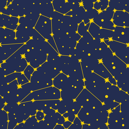 Pattern from constellations on a blue backgroundのイラスト素材