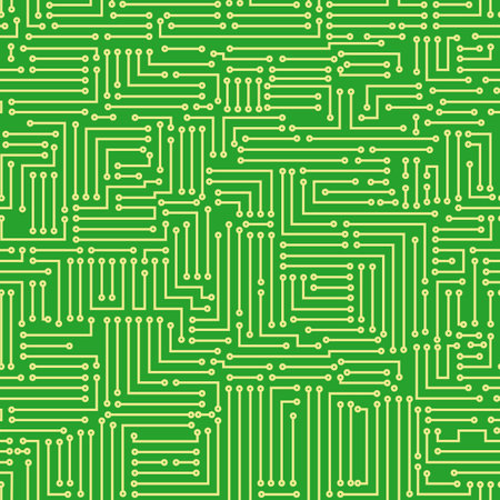 Pattern with a microcircuit on a green background.のイラスト素材