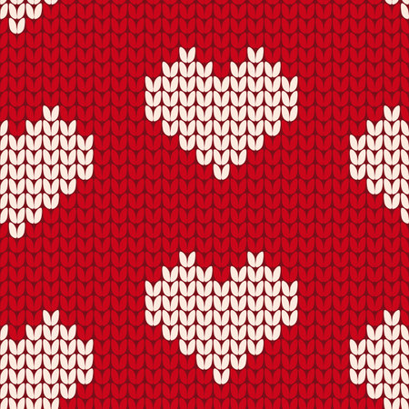 Vector pattern with knitted heartsのイラスト素材