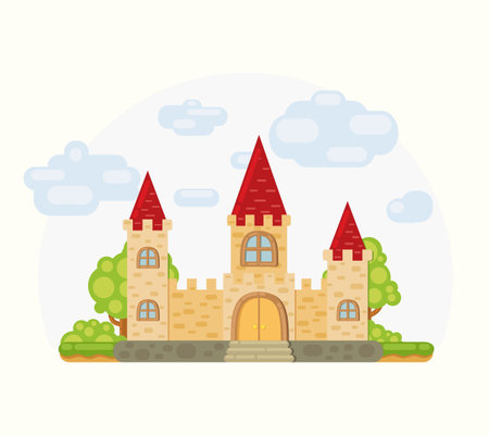 Cartoon castle in flat styleのイラスト素材
