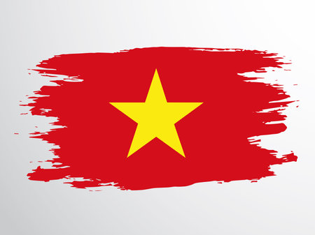 Vietnamese flag painted with a brushのイラスト素材