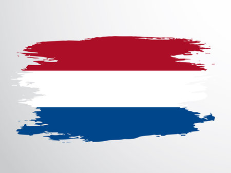Flag of the Netherlands painted with a brush.のイラスト素材