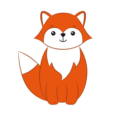 Cute cartoon orange fox on a white background.のイラスト素材