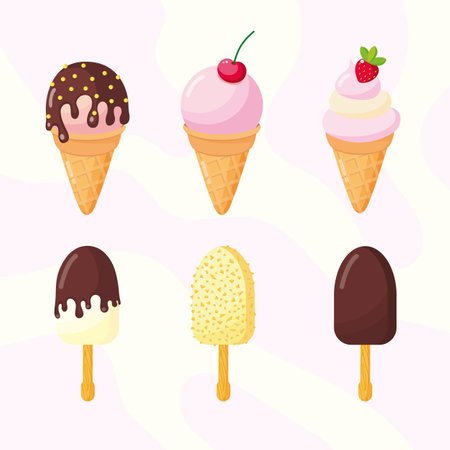 Set with different ice creams.のイラスト素材