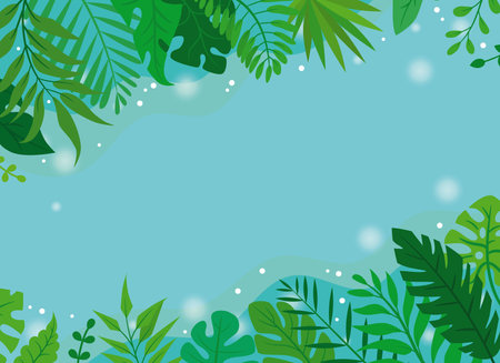 Beautiful summer background with palm leaves.のイラスト素材