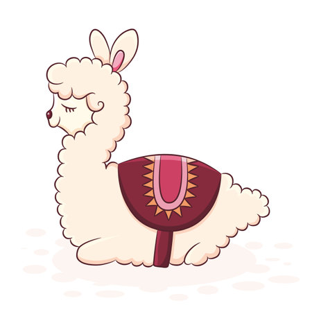 Cute cartoon llama_2のイラスト素材