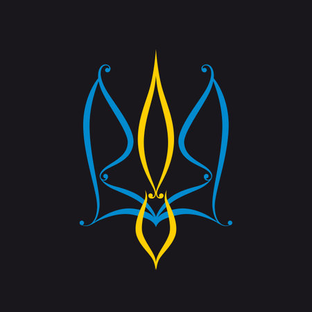 Stylized coat of arms of Ukraine in national colorsのイラスト素材