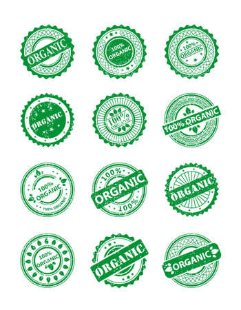 Set of stamps with the inscription Organicのイラスト素材