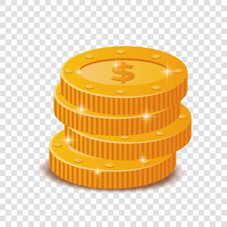 Vector coins with dollar signのイラスト素材