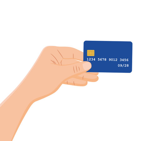 A bank card in a persons hand.のイラスト素材