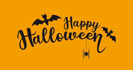 Beautiful text Happy Halloween. Hand lettering Happy Halloween.のイラスト素材