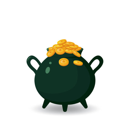 Pot of gold coins for St. Patricks Dayのイラスト素材