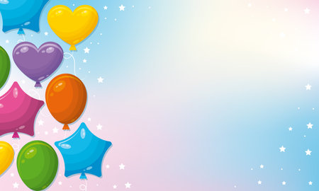 Vector background with colorful balloons and starsのイラスト素材
