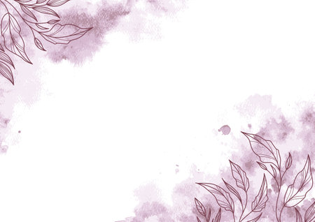 Background with watercolor stains and flowers.の写真素材