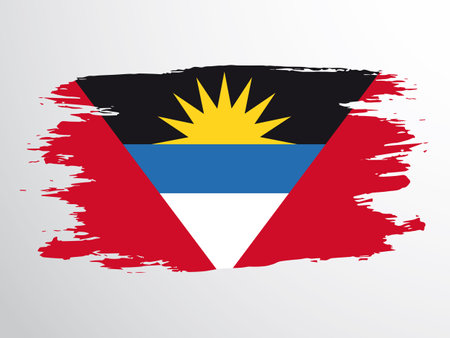 Flag of Antigua and Barbuda painted with a brush. Vector flag of Antigua and Barbuda.のイラスト素材