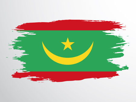 Mauritania flag painted with a brush. Mauritania vector flag.のイラスト素材