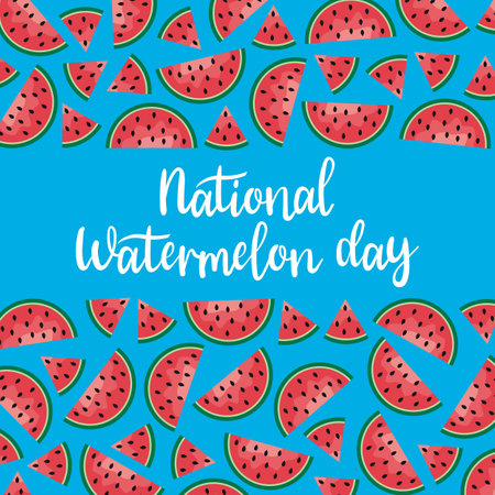 National Watermelon Day. Poster with National Watermelon Day.のイラスト素材