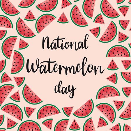Greeting card National Watermelon Day. National Watermelon Day poster.のイラスト素材