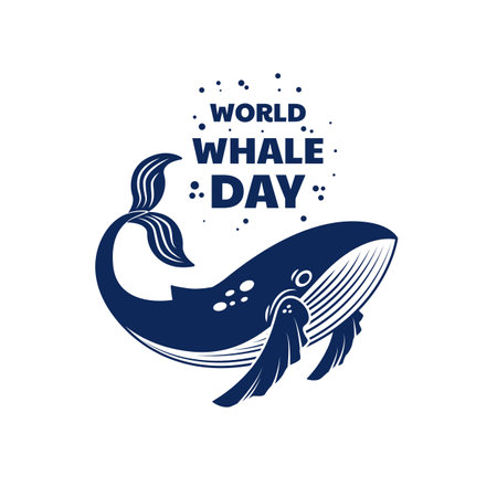 World Whale Day. blue whale. Whale poster.のイラスト素材