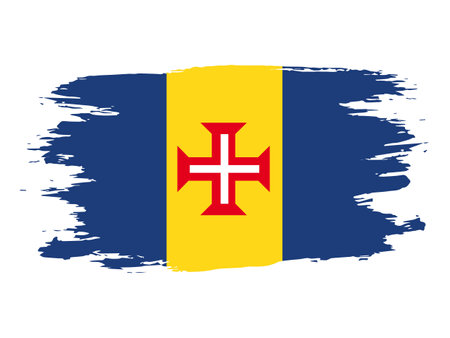 Madeira flag drawn with a brush. Madeira vector flag in grunge style.のイラスト素材
