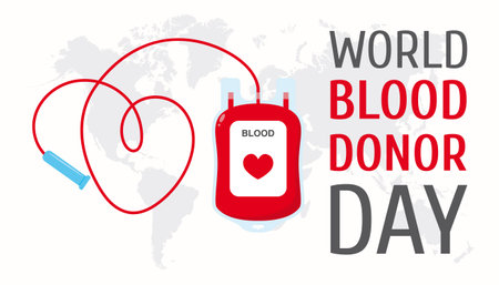 Blood Donor Day vector poster. Poster for Blood Donor Day. A bag of blood for transfusion.のイラスト素材