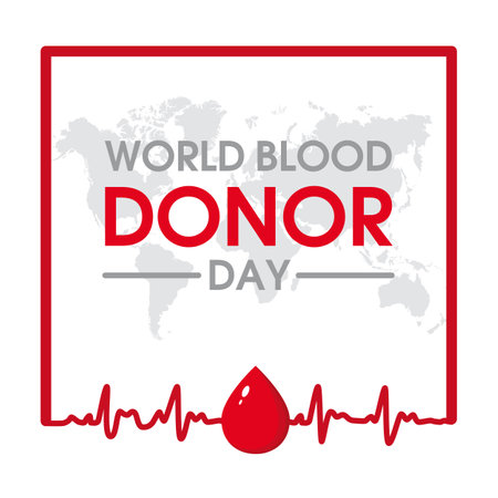 World Blood Donor Day. Poster for Donor's Day. A drop of blood.のイラスト素材