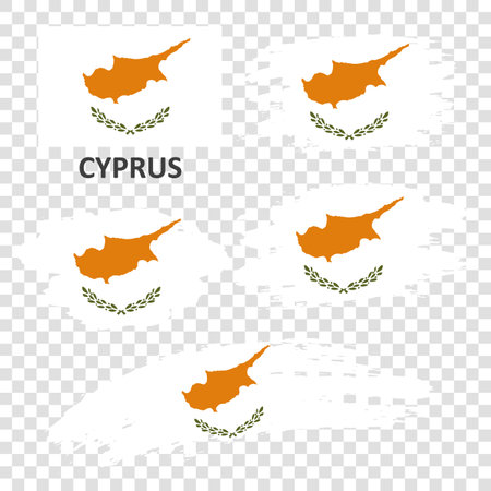 Set of vector flags of Cyprus. The flag of Cyprus painted with a brush.のイラスト素材