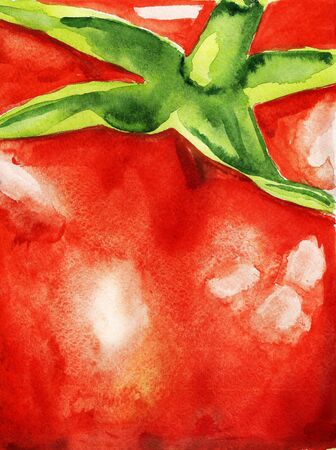 Watercolor image of part of tomato as backgroundの写真素材
