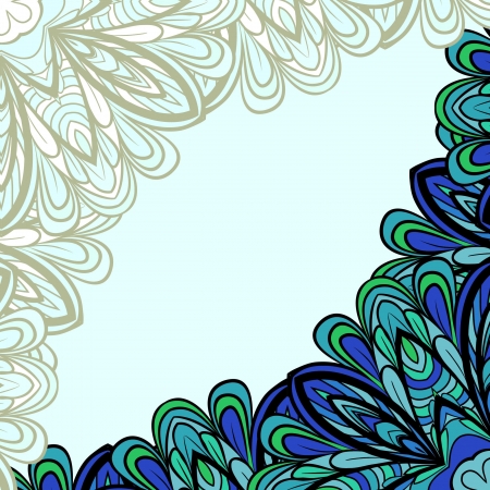 Abstract blue-green floral frame with place for your text or imageのイラスト素材