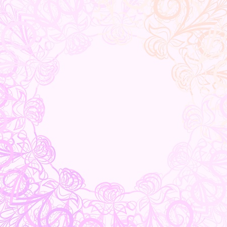 Abstract square pattern with pink round ornamental frame against the light pink backgroundのイラスト素材