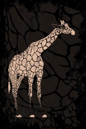 Grunge black background with beige giraffe  Pattern can be used as wallpaper, web page background, invitation card design etcのイラスト素材