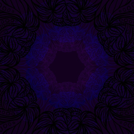 Abstract pattern with black and blue lace on violet backgroundのイラスト素材