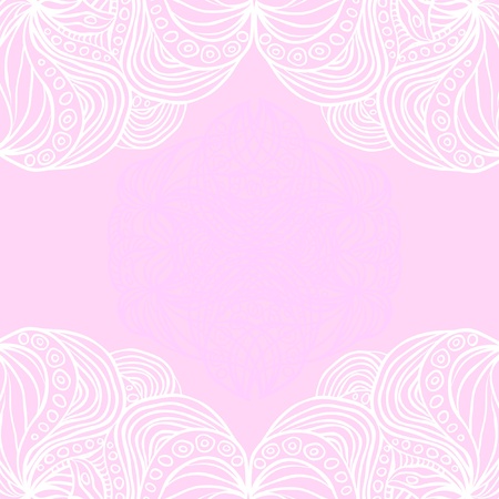 Abstract white borders on pink background. Pattern can be used as element of design or frame for your text or image.のイラスト素材