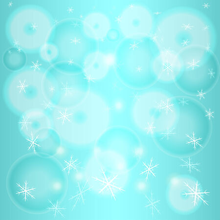 Xmas card with lights and snowflakes on light blue backgroundのイラスト素材
