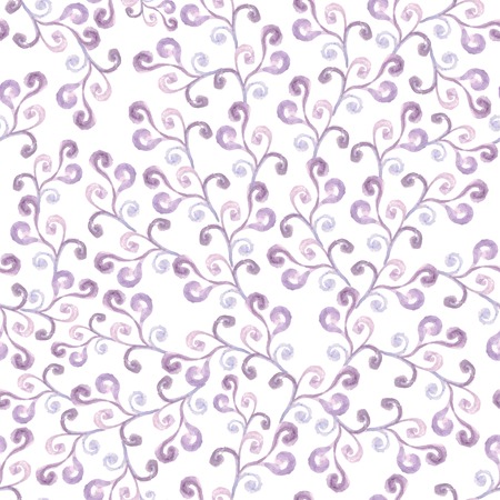 Abstract violet watercolor floral seamless pattern on white backgroundのイラスト素材