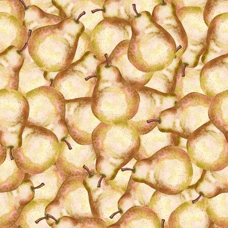 Seamless pattern with watercolor image of pear