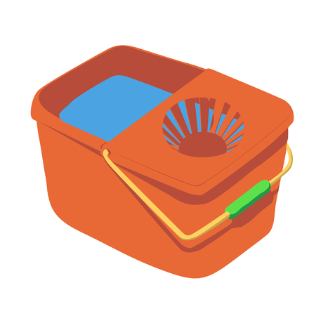 Illustration with bucket  isolated on white background.  Household chores. Cleaning service concept.のイラスト素材